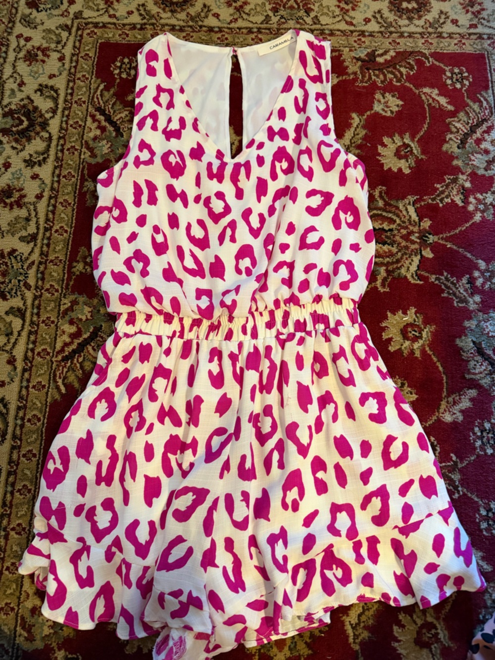 Boutique Pink Leopard Print Strapless Romper